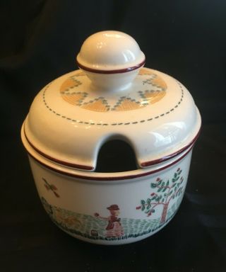 Villeroy Boch American Sampler Sugar Bowl And Lid With Spoon Hole