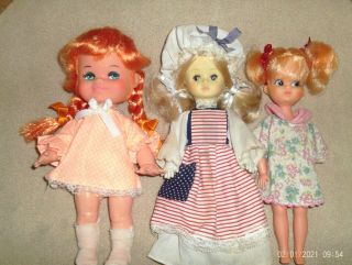Three Vintage 7 " - 8 " Soft Vinyl Jointed Dolls