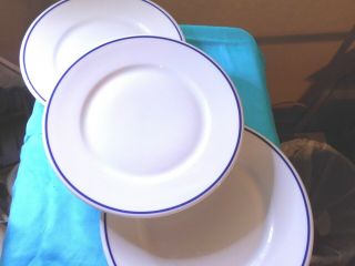 Bia Cordon Bleu/apilco Porcelaine 3 Salad Plates Blue Band