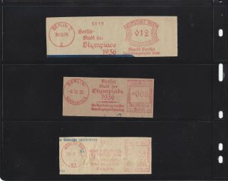 Olympic 1936 Red Meter Cancellations X 3