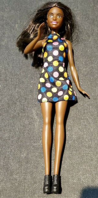 Black Barbie Doll African American 2015 With Pokadot Dress & Shoes