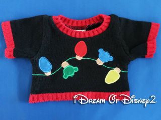 Build - A - Bear Christmas Tree Lights Black,  Red Sweater Teddy Holiday Clothes