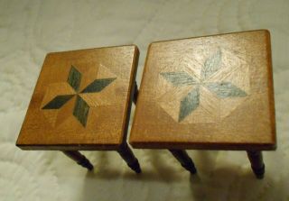 2 Shackman Dollhouse Miniature Side Tables With Inlaid Tops