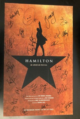 (large) Hamilton Poster,  Autographed By Broadway Cast Members