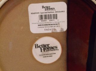 Set Of 4 Better Homes And Gardens SQUARE Bazaar Brown Stoneware Salad Plates 2