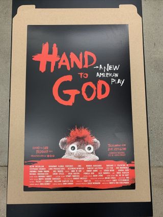 Hand To God Broadway Play Window Card Poster 14x22” Mailed Flat Evil Puppet