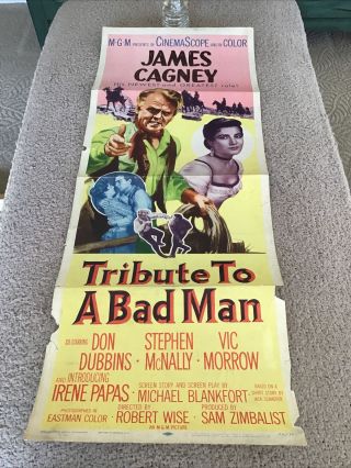 Vin Movie Poster Insert Orig 14x36 1956 Tribute To A Bad Man James Cagney