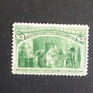 Us Stamps - Scott 243 $3.  00 Columbian Issue - Vf Regummed - Aps Certificate