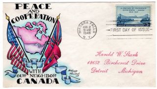 961 Canada Friendship Dorothy Knapp Hand Painted 1948 Fdc - Niagara Falls Ny