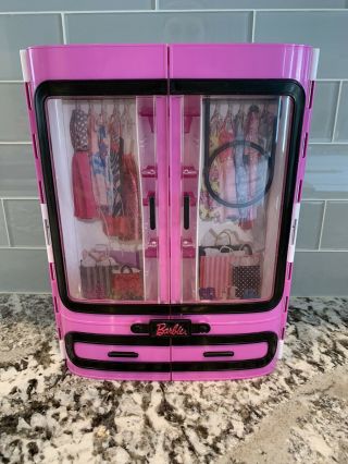 Barbie Pink Wardrobe Closet W/ Handle Carrying Case - 2015 Mattel 5 Purses