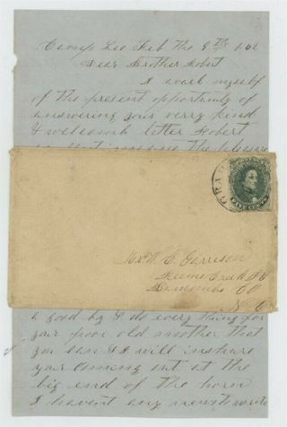 Mr Fancy Cancel Csa 1 Cover Tied Grah (m?) Cds 2 Pg Soldier Letter Camp Lee 1862