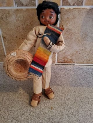 Vtg Mexican Handmade Dolls Mexico Souvenir Folk Art Man
