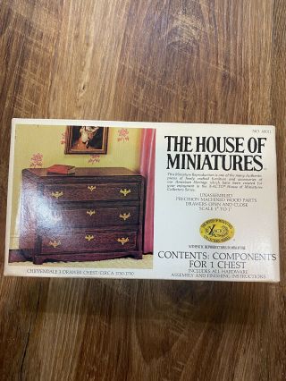 The House Of Miniatures Chippendale 3 Drawer Chest Kit 40011 Dollhouse Furniture