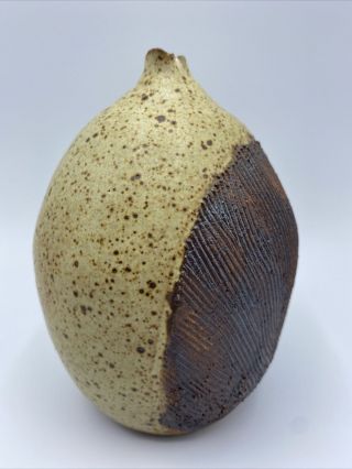 Medium Studio Pottery Weed Pot Vase Mid Century Modern Textured Signed