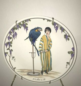 Villeroy & Boch Design 1900 Gerda Wegener Art Deco Plate With Parrot & Wisteria