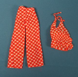 Vintage Barbie Best Buy Fashion 7813 Red Polka Dot Halter & Pants Set 1974