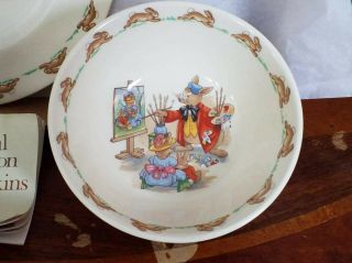 1984 Royal Doulton " Bunnykins " Peter Rabbit Plate,  Bowl,  Cup Set