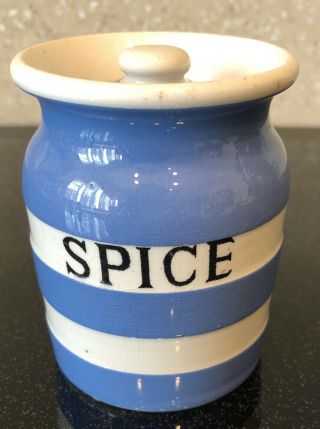 Spice Storage Jar/container W Lid - Blue Cornishware - Green&co.  Greeley England