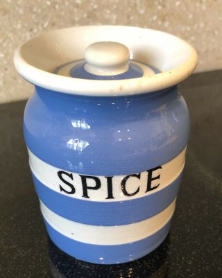 Spice Storage Jar/Container w Lid - Blue Cornishware - Green&Co.  Greeley England 2