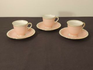 Vintage Victoria China Czechoslovakia Pink Demitasse Tea Cup & Saucer (set Of 3)