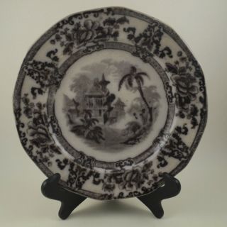 Cyprus By Davenport Staffordshire Mulberry Transfer Ironstone Black 9 1/4 " Plate