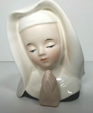 Vintage Enesco Praying Nun Lady Head Vase