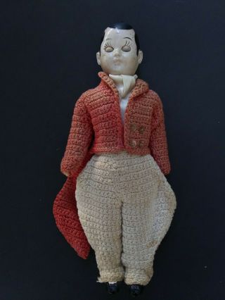 Vintage Boy Doll Hard Plastic Handmade Crochet Jodhpurs Pants Tailcoat Jacket