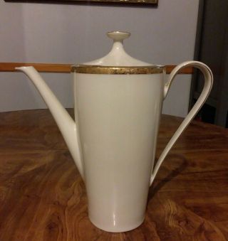 Kronester Bavaria Germany Porcelain Coffee Tea Pot Ivory Gold Plated Embossed
