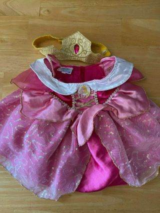 Build - A - Bear Disney Sleeping Beauty Aurora Dress & Crown Costume Outfit