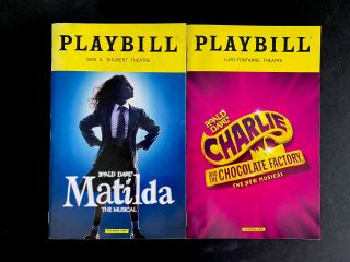 Playbills For 2 Roald Dahl Musicals Matilda And Charlie & The Chocolate Factory