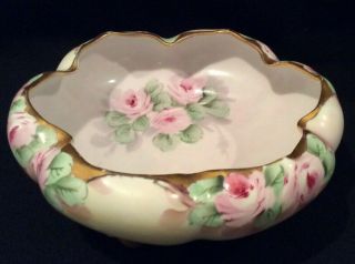 Vintage O&eg Royal Austria China Hand Painted Bowl Signed By Emily Chase
