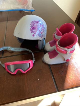My American Girl Ski Gear - Skiing Boots,  Googles And Helmet Only