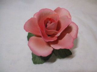 Vtg.  Napoleon Capodimonte Fine Porcelain Pink Flower Rose Figurine