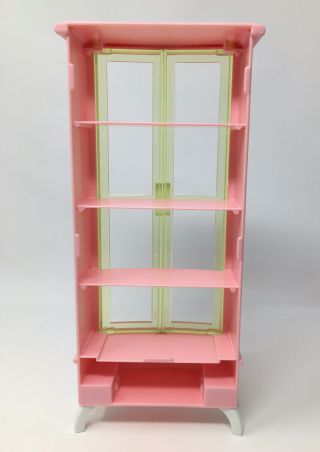 Barbie Pink Dining Room China Cabinet / Hutch / Buffet,  1998 by Mattel 10”h 3