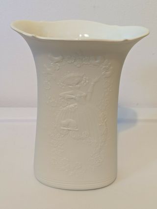 Vintage Kaiser West Germany White Bisque Porcelain Princess And Cat Vase
