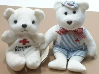 American Red Cross Bears " Mercy " Nurse Bear And White Red Cross Bear
