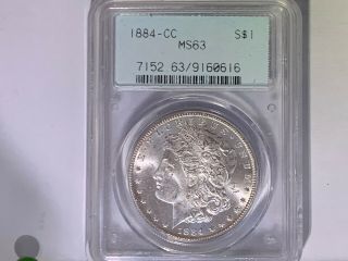 1884 Cc Morgan Dollar $1 Pcgs Ms63 With Strong White Hue - Minimum Marks Ogh