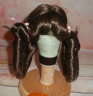Vintage Monique Boxed Doll Wig Sz 8 - 9 Lt.  Brown Long Curl Pigtails Tag Melody