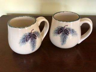 2 Home & Garden Party Northwoods Pinecone Cup Mug Stoneware