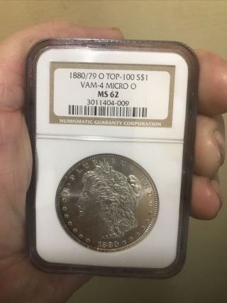 1880/79 O Vam 4 Micro O Morgan Silver Dollar Ms 62 Ngc