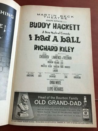 I Had A Ball Playbill Martin Beck Theatre Dec 1964 Buddy Hackett Richard Kiley 2