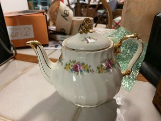 Vintage Sadler England Teapot Floral Flowers With Gold Numbered 1778