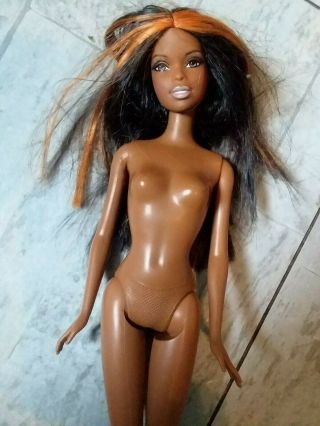 Vintage 1999 Mattel African American Barbie Doll With Orange Streak In Hair