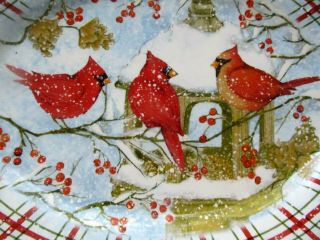 SUSAN WINGET CRACKER BARREL SNOWY CARDINAL CHRISTMAS PLATTER - 17 