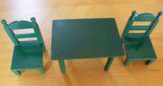 Sylvanian Families Vintage Epoch Green Furniture Table,  2 Chairs