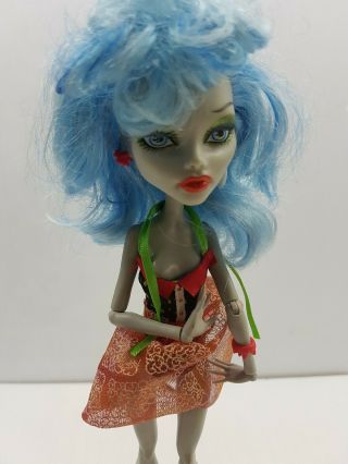 Ghoulia Yelps Monster High doll 2008 skull shores drink brush shoes blue hair 2