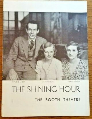 The Shining Hour Raymond Massey/gladys Cooper/adrianne Allen 1934 Playbill
