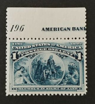 Us Stamps,  Scott 230,  1c Columbus In Sight Of Land,  Nh Og,  Vf - Xf Cv $55