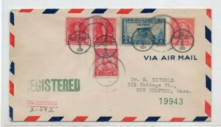 1930 - 31 Us Registered Stamp Cover Wooster Ohio Plane Fancy Cancel Airmail Id 14
