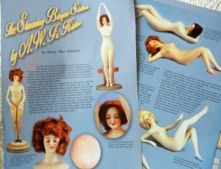 4p History Article,  Pics - Antique A.  W.  Fr.  Kister Rare Porcelain Nude Dolls